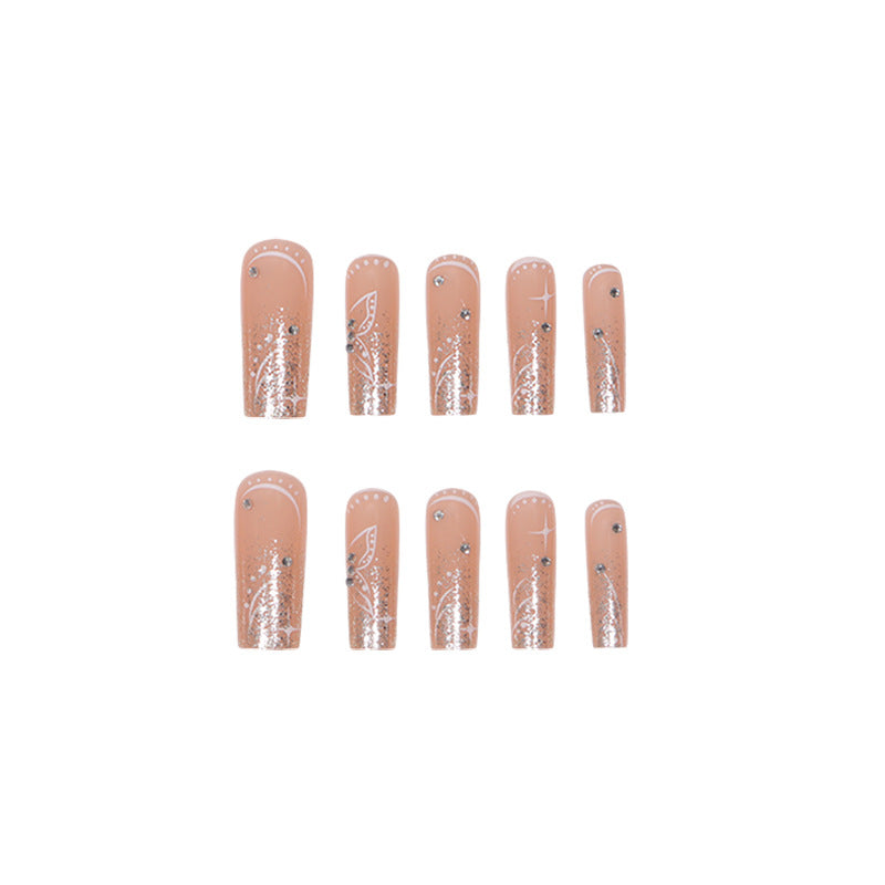 Wholesale Plastic Butterfly Diamond Glitter Long Nail Art